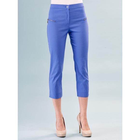 Insight New York Cropped Pants Size 6 Imperial Blue Solid Techno NWT - Picture 2 of 2
